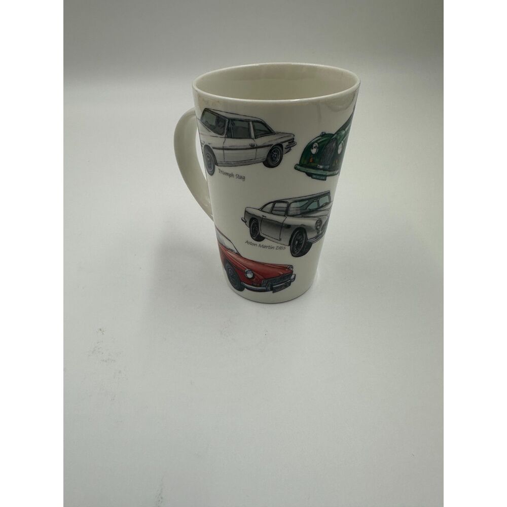 Kent Pottery Mug Jaguar Expo Vintage Cars On Mug w/ Handle EUC